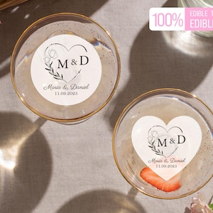 Monogram Edible Drink Toppers, Custom Wedding Cupcake Topper Favors, Engagement Party Cocktail Toppers In Bulk, Wedding Party Decorations