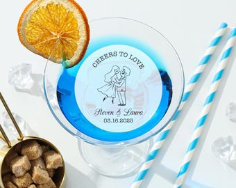 Save the Date Wedding Cocktail Toppers/Personalized Edible Drink Toppers/Custom Cocktail Garnishes/Cheer to Love Toppers/Wedding Party Decor