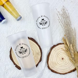 Bulk Custom Wedding Frosted Cups/Wedding Toast Cups/Wedding Favor Cups/Personalized Plastic Cups for Engagement Party/Anniversary Party Cup