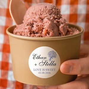 Bulk Custom Ice Cream Cups for Wedding, Love is Sweet, Engagement Treat Cups, Disposable Ice Cream Cups, Summer Party Favors, Kid Party Cups