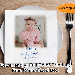 Custom Photo Birthday Napkins/Milestone Birthday/Baby Shower Favors/Personalized Cocktail/Luncheon Dinner Napkins/Birthday Celebration Decor