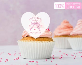 Adornos comestibles personalizados para tartas de despedida de soltera/Adornos para bebidas para despedidas de soltera/Decoraciones con lazos de cinta rosa para bodas