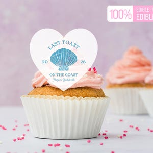 Custom Bachelorette Cake Toppers/Last Toast on the Coast/Edible Drink Toppers/Martini Bachelorette Cocktail Topper/Bridal Shower Party Decor