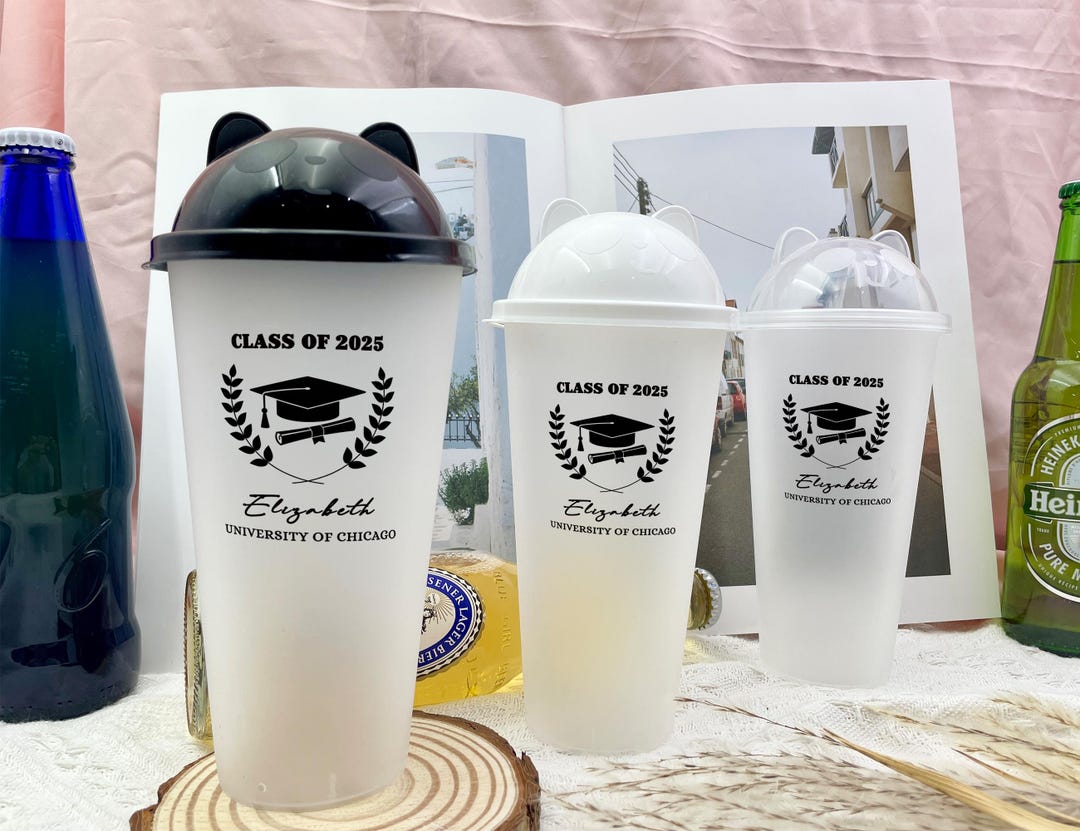 Custom Frosted Graduation Panda Domed Lid Cup, Bachelor's Degree ...