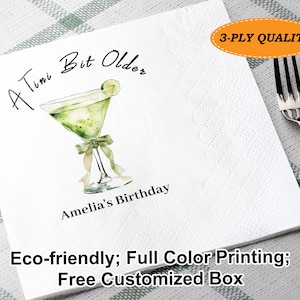 A Tini Bit Older Birthday Cocktail Napkins/Bulk 30th Birthday Party Martini Napkins/Bachelorette Party/Martini Theme/Beach Birthday Napkins