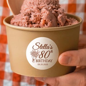 Personalized Ice Cream Cup, Custom Paper Cup with Wooden Spoon, Bulk Summer Party Favor, Kids Birthday Dessert Cup, Milestone Birthday Decor