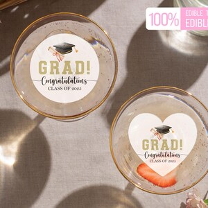 Class of 2025 Graduation Drink Topper/Custom Congrats Grad Cake Topper/Bulk Graduation Cap Cocktail Toppers/Graduation Party Decorations