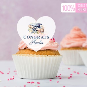 Custom Cupcake Topper for Graduation, Congrats Graduate Drink Topper, Edible Topper for Graduation Party, 2025 Senior, University Grad Decor