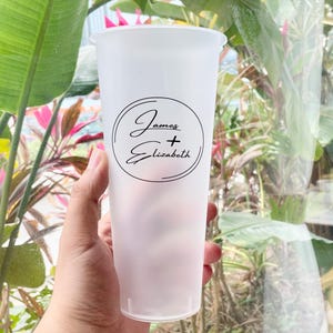 Custom Wedding Shatterproof Plastic Frosted Cups, Monogram Wedding Cups, Personalized Frosted Cups , Engagement Party Rehearsal Dinner Decor