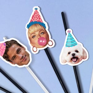 Personalized Face Drink Stirrer for Birthday, Custom Birthday Stir Stick, Pet Stir Stick, Party Swizzle Sticks in Bulk, Birthday Party Decor