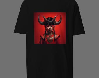Tsuno Girl 3, t-shirt, asian, dark art, Sun Warrior, Japanese, art, dark, asian, trendy, top, camiseta