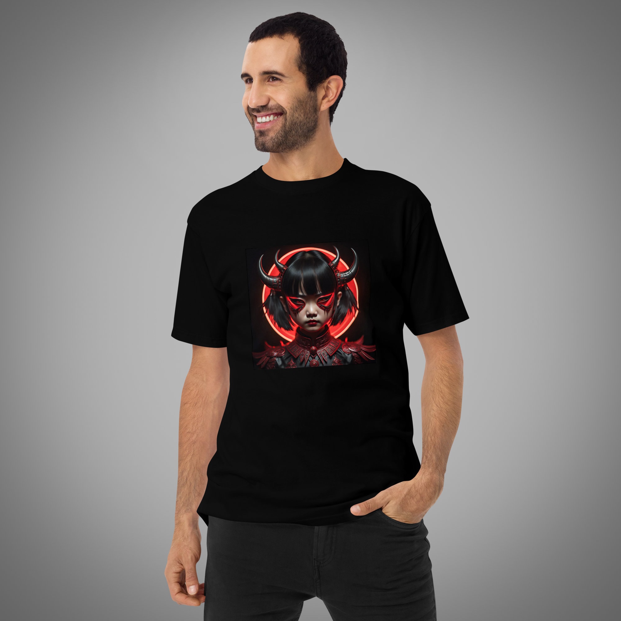 Tsuno Girl 1, t-shirt, asian, dark art, Sun Warrior, Japanese, art, dark, asian, trendy, top, camiseta