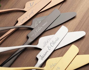 Personalized Wedding Cake Cutting Set, Engraved Cake Knife & Server