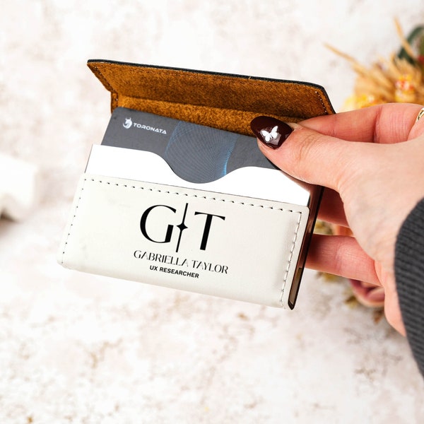 Businessman Card Case, Custom Leather Business Card Holder, Gift for Lawyer, Name Engraved Card Case, Corporate Gift, Credit Card Holder