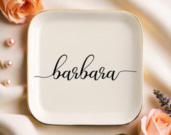 Personalized Ceramic Ring Dish, Wedding Gift, Jewelry Holder