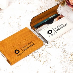 Tarjetero personalizado, tarjetero de cuero, tarjetero con logotipo, regalo corporativo, regalo para compañeros de trabajo, regalo de oficina, tarjetero