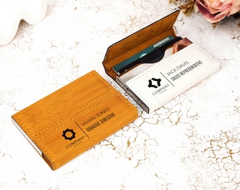 Personalized Leather Business Card Case, Corporate Logo Gift
