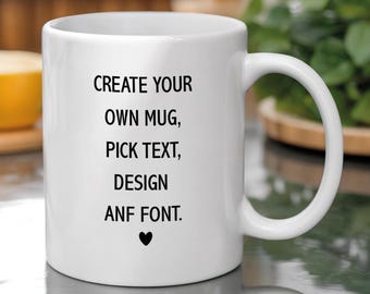 Customizable Coffee Mug, Personalized Text & Clip Art