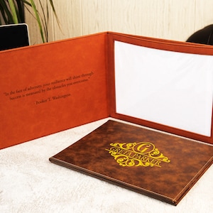Portacertificados de cuero grabado, carpeta de diploma personalizada, regalo de graduación, regalo de oficina, portacertificados, carpeta de certificado personalizada