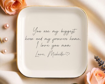 Personalized Mom Trinket Dish, You Are My Biggest Hero Jewelry Dish, Gift From Daughter, Custom Ring Dishes, Ceramic Dish, Gift for Mom