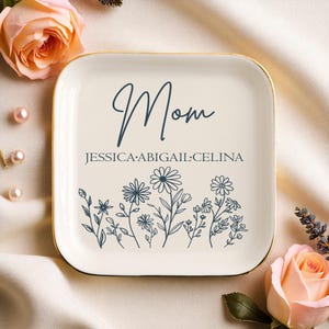Custom Mother Ceramic Dish, Jewelry Dish, Gift from Daughter, Custom Trinkets, Personalized Gift, Jewelry Storage, Memorial Gift for Mom
