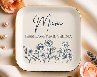 Custom Mother Ceramic Dish, Jewelry Dish, Gift from Daughter, Custom Trinkets, Personalized Gift, Jewelry Storage, Memorial Gift for Mom