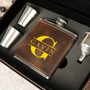 Custom Flask Gift Set, Groomsmen Flask, Engraved Flask, Steel Flask, Flask for Men, Gift For Him, Whiskey Flask Gift Set, Whiskey Lover Gift
