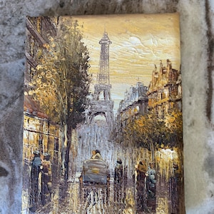 Original Oil Painting Paris 1890s Street Scene/Boulevard de Paris