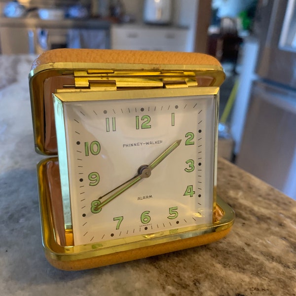 Vintage/Working Pinney-Walker Folding Travel Alarm Clock/German clock