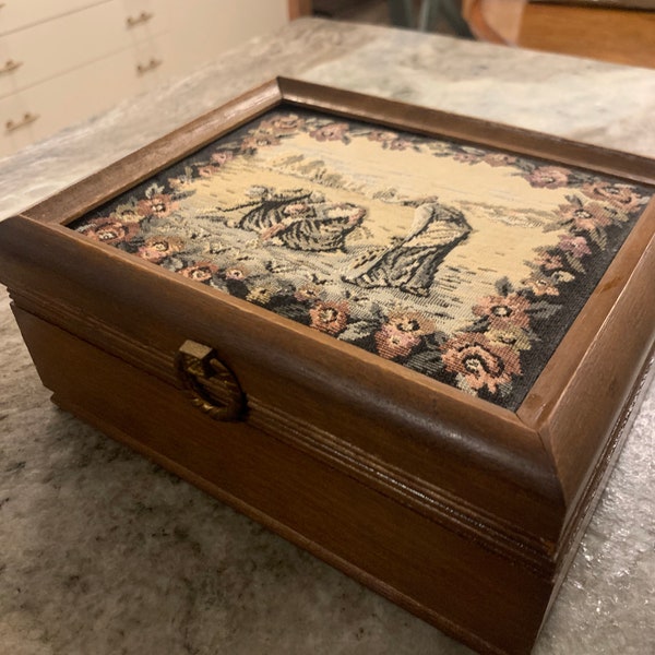 Vintage Tapestry Jewelry Box