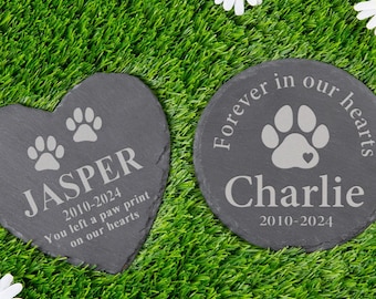 Personalized Pet Memorial Stone, Forever in Our Hearts, Paw Print Grave Marker, Memorial Gift for Dog Loss, Pet Grave Stone, Sympathy Gift