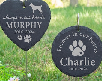 Custom Engraved Garden Stone with Hanging Stake, Memorial Gifts for Loss of Mom/Dad/Grandparents/Pets, Perfect for Gardeners & Plant Markers