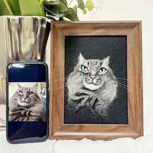 Wool Felt Pet Portrait, Personalized Wool Pet Portrait, Wool Dog / Cat Memorial Frame, Pet Lover Gift, Pet Loss Gift