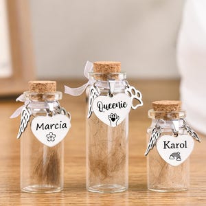 Pet fur keepsake, Pet memorial jar, loss of pet, personalized glass jar memorial, dog cat pet remembrance, rainbow bridge