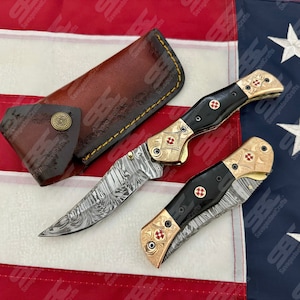 Handmade Damascus Pocket Knife, Folding knife, Handmade Damascus, Personlized Knife, Groomsmen Knife, Gift for Him, Anniversary Gift
