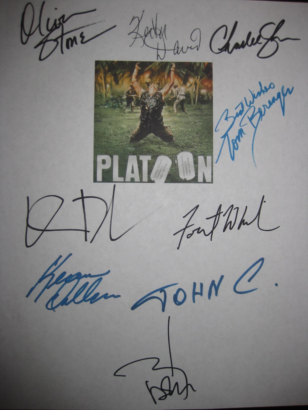 Platoon Signed Film Movie Screenplay Script X9 Autograph Oliver Stone ...