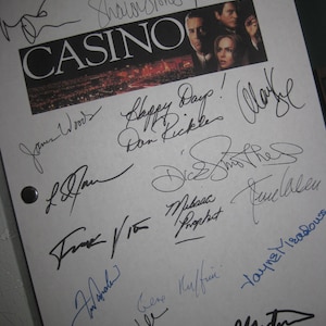 Casino Película Firmada Guión de Película Guión X17 Autógrafos Martin Scorsese Robert De Niro Sharon Stone James Woods Don Rickles Alan King RPNT