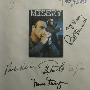 Misery Signed Film Movie Screenplay Script X9 Autograph James Caan Kathy Bates Stephen King Rob Reiner Richard Farnsworth Lauren Bacall