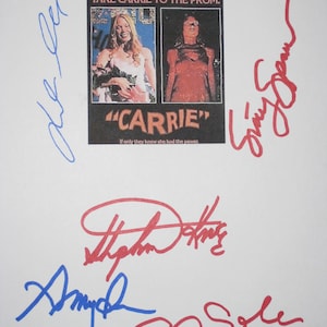 Carrie Signiert Film Drehbuch Drehbuch X5 Autogramme Stephen King Sissy Spacek John Travolta Amy Irving P.J. Soles klassischer Horrorfilm
