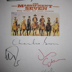 The Magnificent Seven Signed Film Movie Screenplay Script X7 Autograph Steve McQueen Charles Bronson Yul Brynner Robert Vaughn
