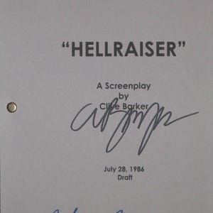 Hellraiser Signed Movie Film Script Screenplay X2 Autograph Clive Barker Andrew Robinson signature Horror film classic reprint