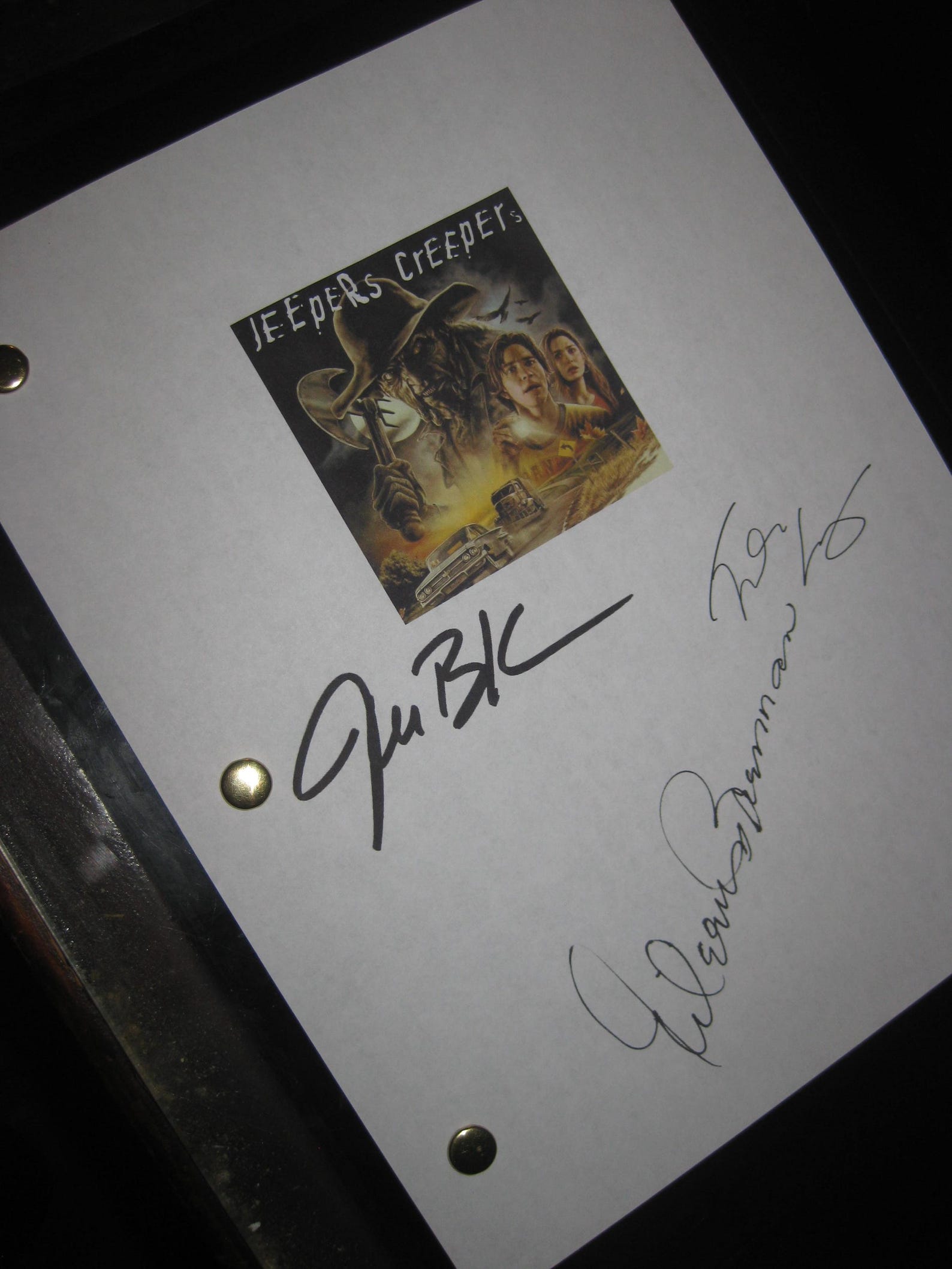 Jeepers Creepers Signed Movie Film Script Screenplay X3 Autograph