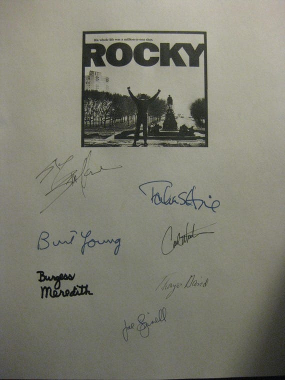 Rocky Signed Film Movie Script Screenplay Sylvester Stallone Talia