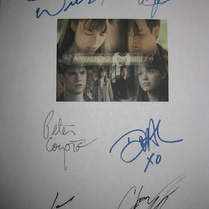 A Walk to Remember Signed Film Movie Script Screenplay X6 Autographs Shane West Mandy Moore Peter Coyote Daryl Hannah Clayne Crawford