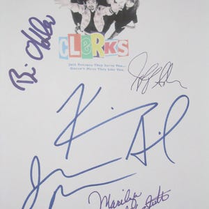 Clerks Signed Film Movie Screenplay Script X5 Autographs Jason Mewes Kevin Smith Brian O&#39;Halloran Jeff Anderson Marilyn Ghigliotti signature