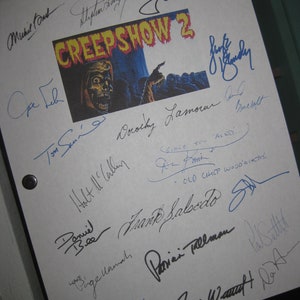 Creepshow 2 Película firmada Guión Guión X19 Stephen King Tom Savini George A Romero Don Harvey Joe Silver Tom Wright reimpresión de terror