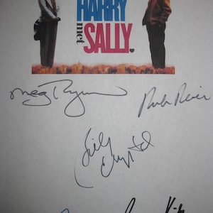 When Harry Met Sally Signed Film Movie Screenplay Script X5 Autograph Billy Crystal Meg Ryan Rob Reiner Carrie Fisher Bruno Kirby signature