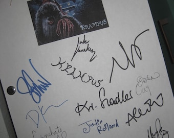 Guión de película firmado por Krampus, guión de película, guión X15, autógrafo, Adam Scott, Toni Collette, Luke Hawker, Krista Stadler, Conchata Ferrell, reimpresión, reproducción