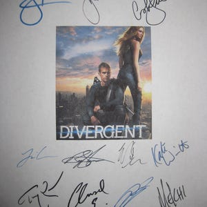 Divergent Signed Film Movie Screenplay Script X11 Autographs Shailene Woodley Theo James Ashley Judd Miles Teller Tony Goldwyn Kate Winslet