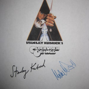 A Clockwork Orange Signed Film Movie Screenplay Script Autograph Stanley Kubrick Malcolm McDowell classic signatures reprint gift